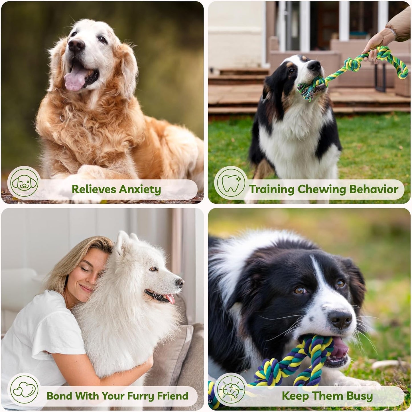 SHARLOVY Dog Rope Toy for Medium Dogs, 2 Pack Heavy Duty Dog Chew Toys for Aggressive Chewers, Interactive Tug of War Dog Toys for Medium to Large Breed