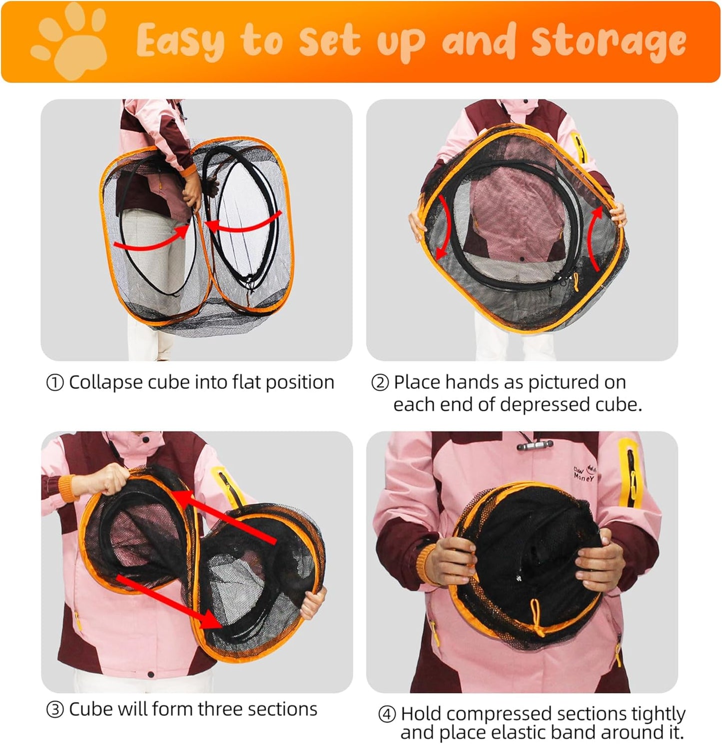 Pet Play Tunnel + Cube(with Three Ways) for Indoor and Outdoor, Kitty Play House, Cat Enclosures, Collapsible Cat Tent, Cage, Kitten Toys Easy to Connect with Kitty Tent(2 Cubes + Run Tunnel)