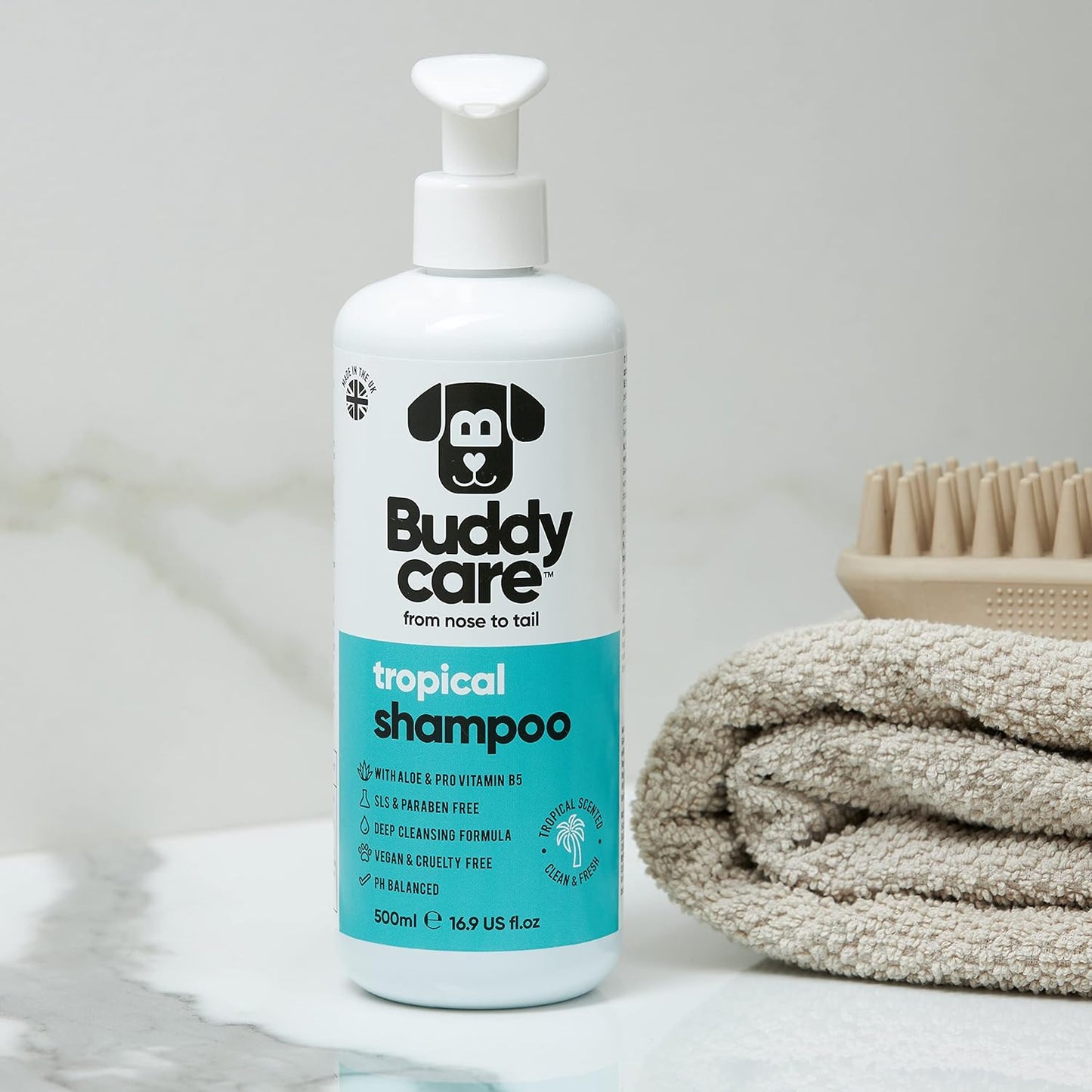 Tropical Dog Shampoo by Buddycare | Dry Skin & Itchy Skin Relief for Smelly Dogs | Deep Cleansing Shampoo for Dogs Puppy Sensitive Skin | Dog Shampoo & Conditioner | with Aloe & Vitamin B5 (16.90oz)
