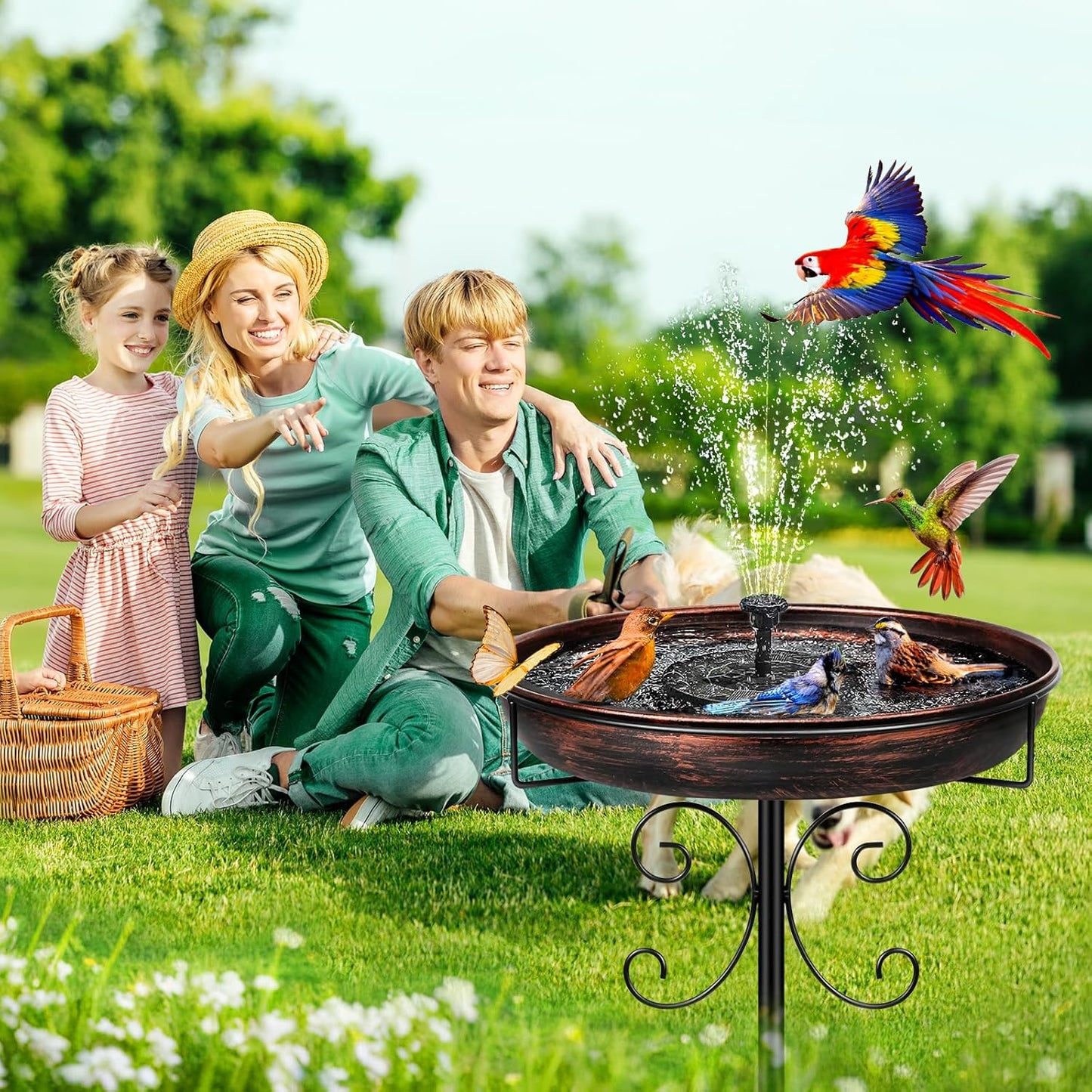 Daoeny 35In Metal Bird Bath for Outside, Vintage Freestanding Birdbaths & Birdfeeder, Bird Baths Feeder Bowl for Outdoors Garden Patio Yard Lawn Decor, Upgraded 5-Pronged Base (Antique Bronze)