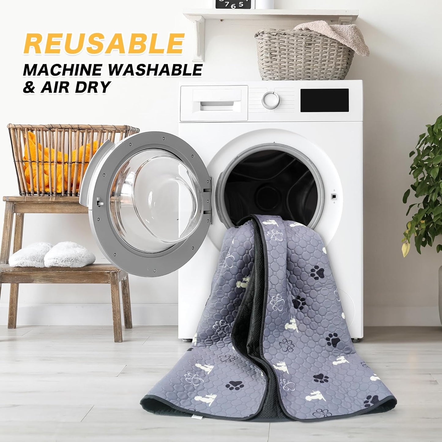 Washable Pee Pads for Dogs, 2 Pack Reusable Puppy Pads, Waterproof Pet Pee Pads for Dog Potty Training, Dog Pee Pads for Crate, Playpen, and Whelping, Durable and Absorbent, Grey 18"x24"