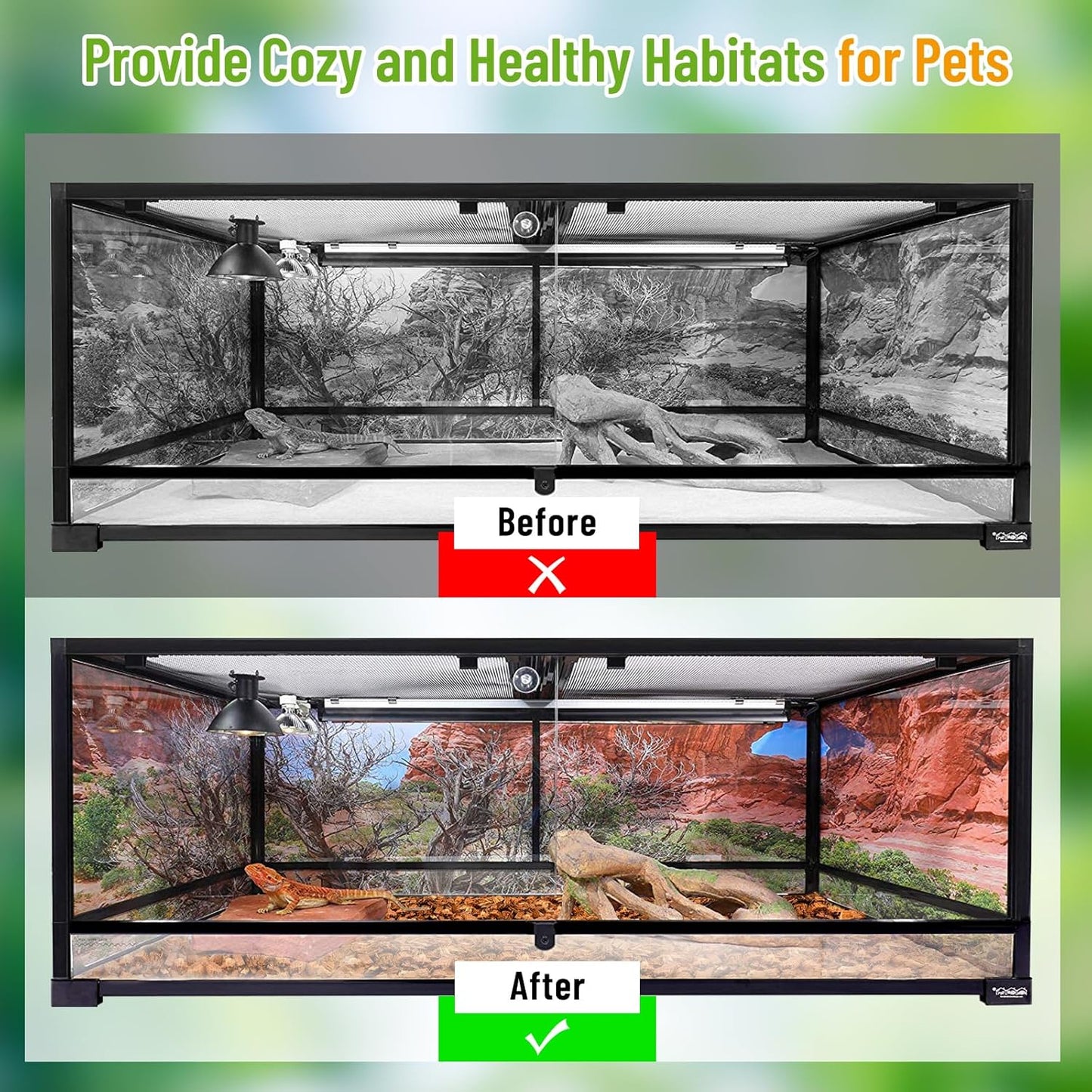 Riare 2 Pack Natural Coconut Chip Substrate for Reptiles- Compressed Coconut Husk Reptiles Bedding, Coco Husk Chip Terrarium Substrate for Snakes, Tortoises, Ball Python, Frogs, Bearded Dragon, Lizard