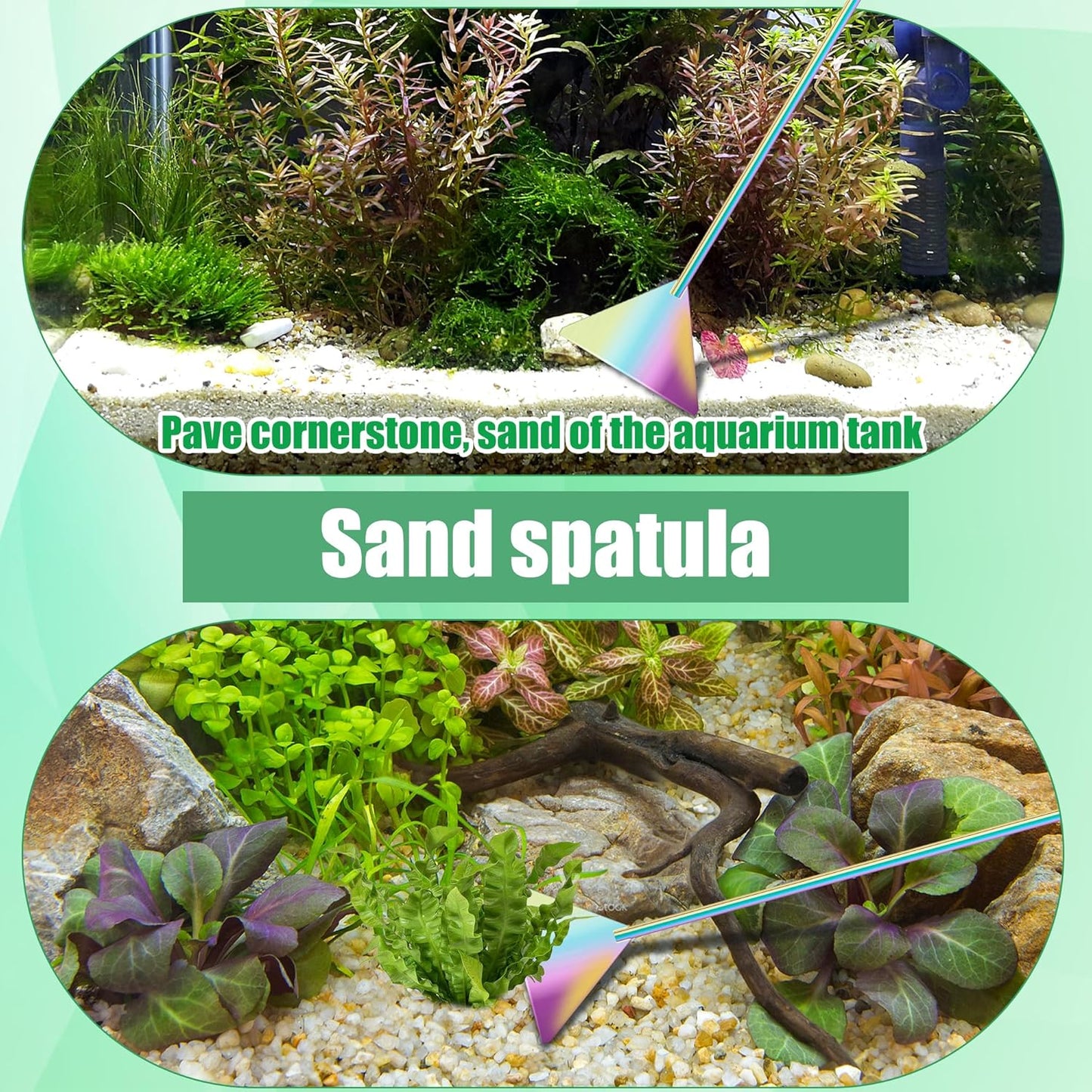 Aquarium Aquascape Tools Kit, 4 in 1 Anti-Rust Aquatic Plant Aquascaping Tool Stainless Steel Black Tweezers Scissors Spatula for Aquarium Tank Clean Fish Tank Aquascape Accessories Set