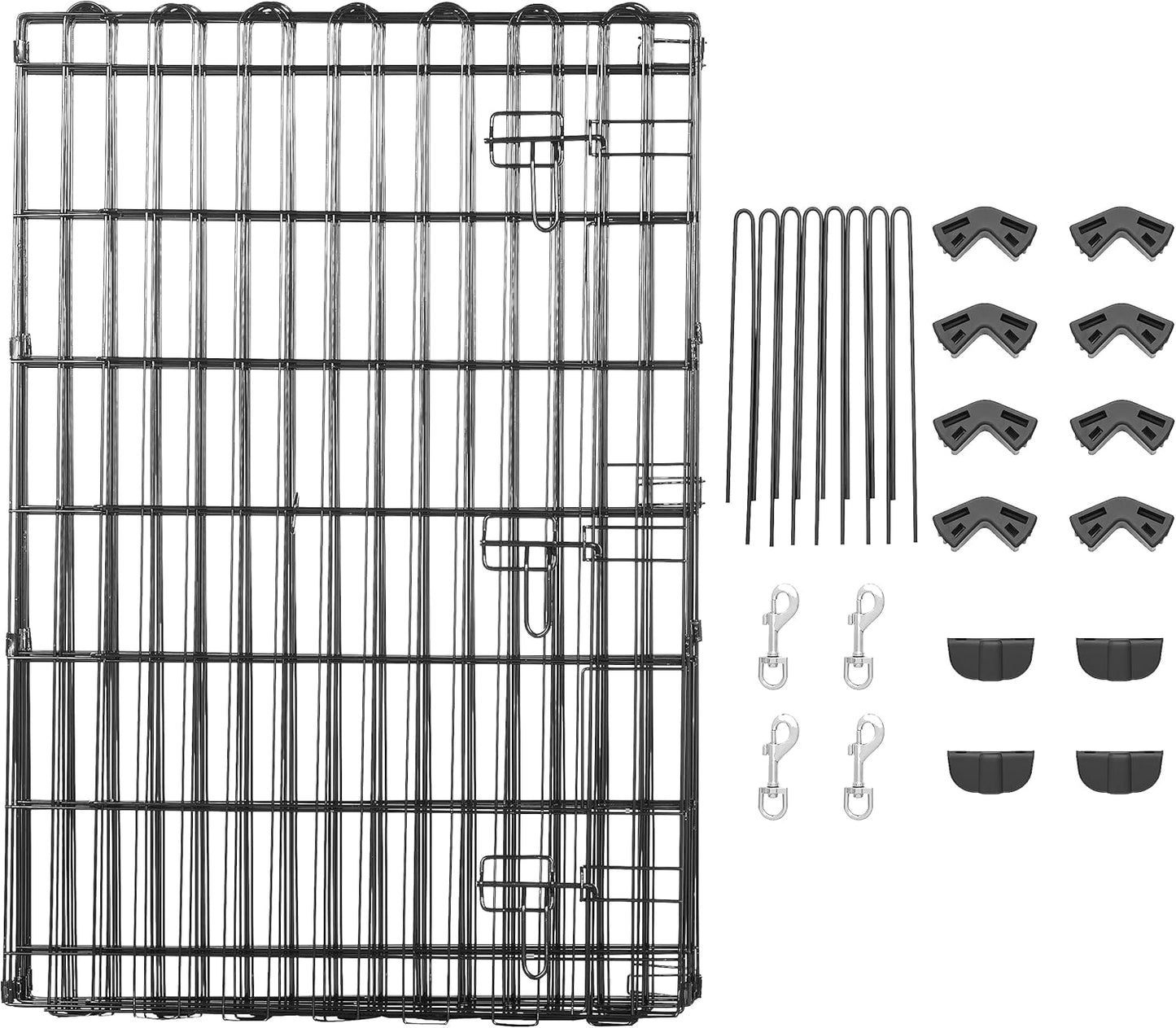 Amazon Basics Foldable Octagonal Metal Exercise Dog Playpen - Indoor/Outdoor, Single Door, Medium (8 Panels, 24 x 36), Easy to assemble and store, 36" - Medium, Black