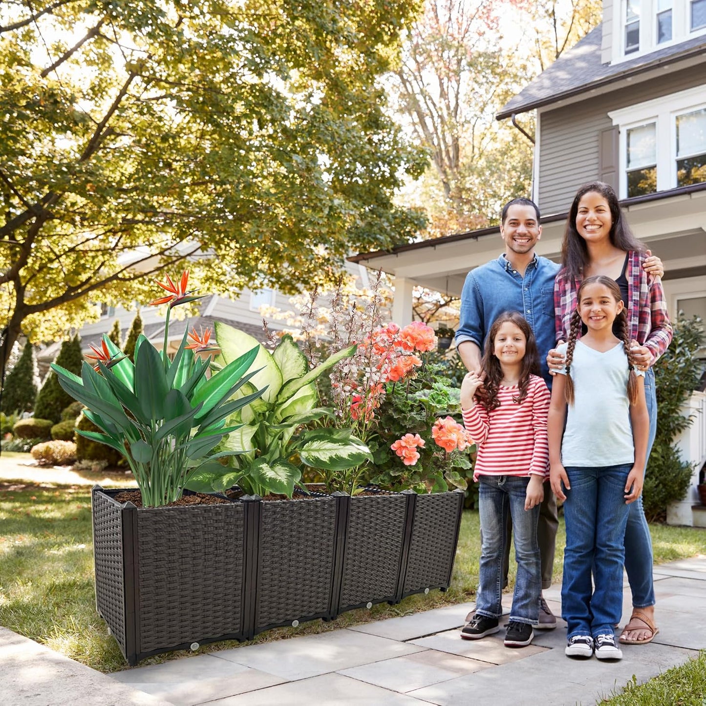 Large Planters for Outdoor Plants pots Elevated Garden Boxes Raised Garden Bed Garden Patio Balcony Deck to Planting Flowers Vegetables Tomato and Herbs