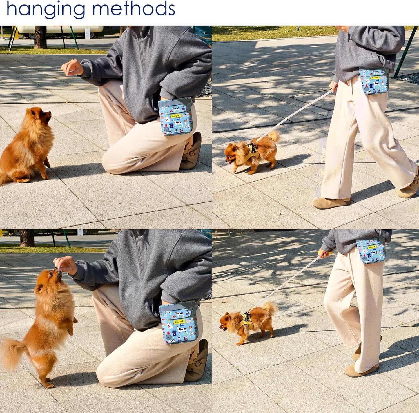 Dog Treat Pouch for Pet Walking and Training with Clicker 2 Cup Silicone Bag Small Fanny Pack Holder for Puppy Snack Dispenser Kit for Leash and Outdoor Use (Dog Puzzle)