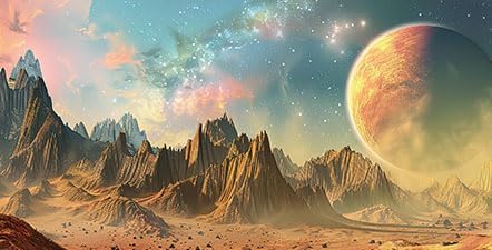 Cosmic Aquarium Background,Cool Galaxy Parallel Space Themed Fish Tank Background, Tropical Desert Terrarium Background 72X18IN with 8 EVA Double-Sided Tape