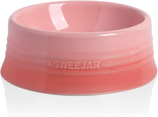 Sweejar Gradient Dog Bowl, Ceramic Dog Food Dish for Medium Dogs and Cat, Porcelain Pet Bowl for Food and Water 18 oz (Gradient Pink)