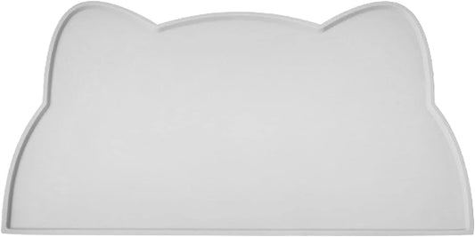 Cat Food Mat, Silicone Pet Feeding Mat for Floor Non-Slip Waterproof Dog Water Bowl Tray Cushion (17" x 10", Light Gray)