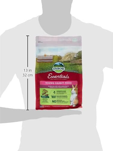 Oxbow Essentials Rabbit Food, Young Rabbit, Made with Oxbow Alfalfa Hay, Pet Food Pellets with Vitamins & Minerals, Small Animal Pet Products, Bunny Supplies, Made in USA, High Fiber, 5 lb. bag
