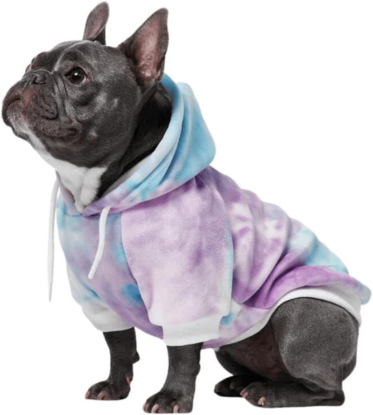 Spark Paws Dog Hoodie – Premium Dog Sweater for Small, Medium, and Large Dogs | Warm Outfits for French Bulldogs, Pitbull, Puppy, Winter Jacket Alternative - 90s Retro Sky Dye - XL