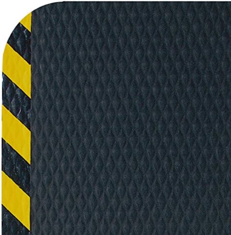 American Floor Mats Hog Heaven Premium 7/8" Black & Yellow Border 4' x 8' Nitrile Backed Anti-Fatigue Comfort Mat