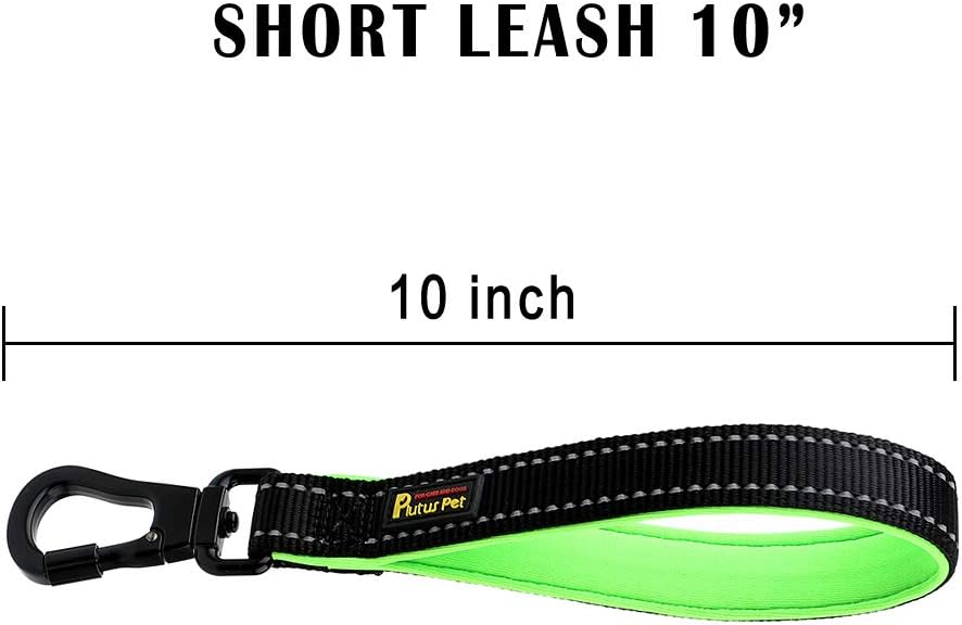 PLUTUS PET 10 Inch Short Dog Leash for Large Dogs with Locking Carabiner Clip & Padded Handle（10”, Black）