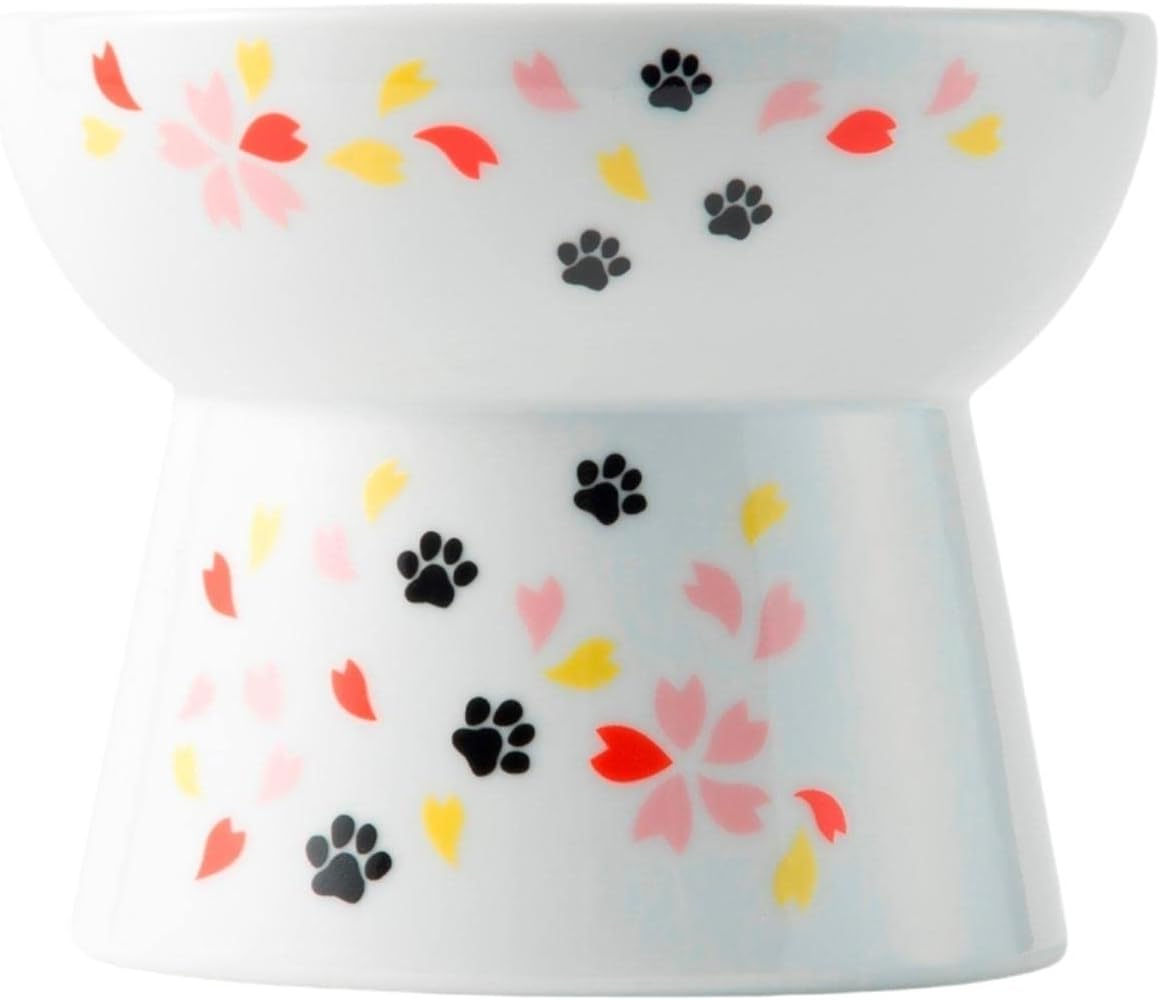 Necoichi Raised Stress Free Cat Food Bowl, Elevated, Backflow Prevention, Dishwasher and Microwave Safe, No.1 Seller in Japan! (Sakura Limited Edition, Large)