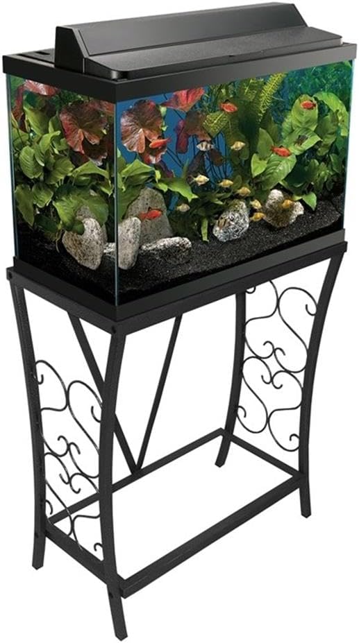 MAKLAINE Traditional Steel 20 Gallon Metal Aquarium Stand in Black