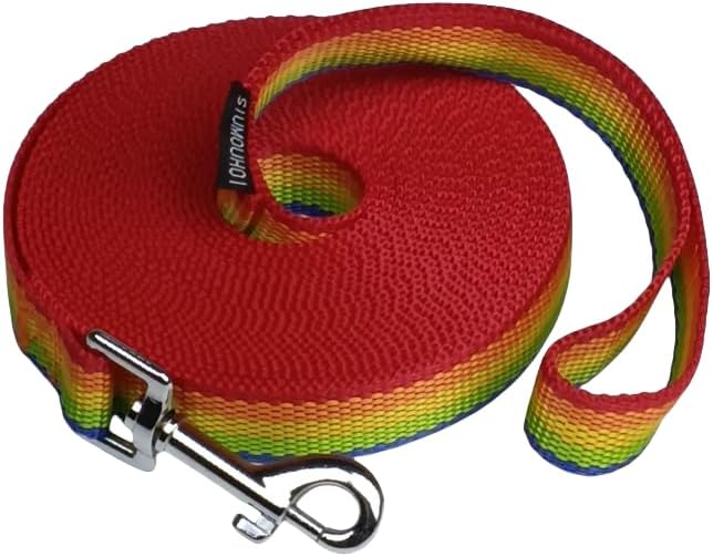 Dog/Puppy Obedience Recall Training Agility Lead - 15ft 20ft 30ft 40ft 50ft Training Leash - Great for Play, Camping, or Backyard - Rainbow 50ft (Rainbow, 50 Feet)