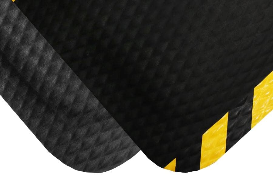 American Floor Mats Hog Heaven 5/8 inch Black & Yellow Border 3' x 8' Nitrile Backed Anti-Fatigue Comfort Mat