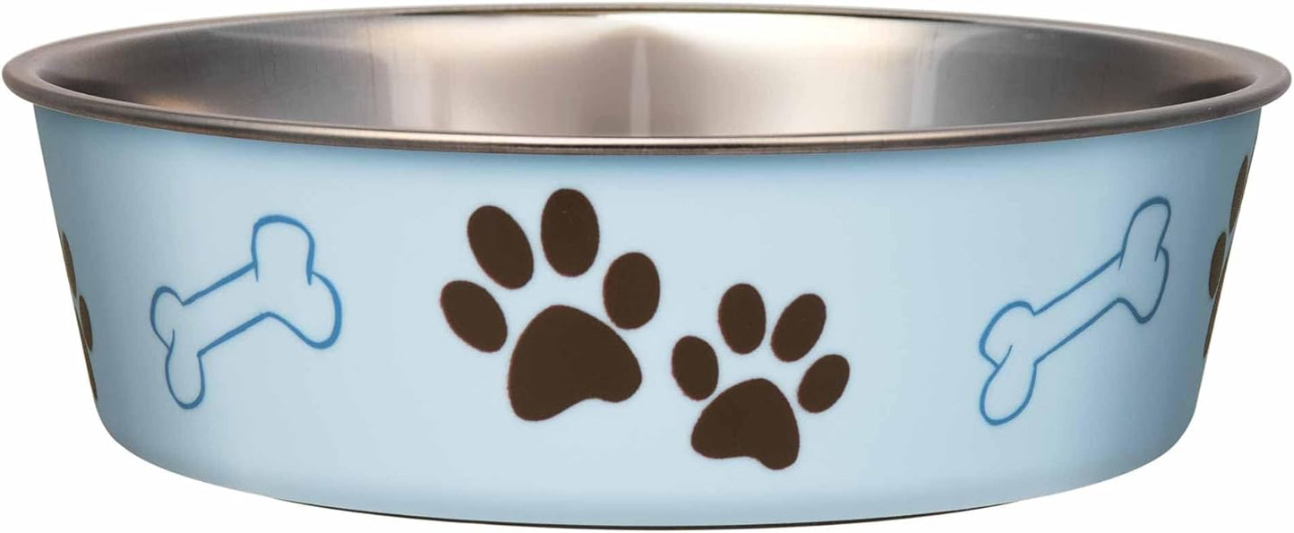 Loving Pets Bella Dog Bowls- Stainless Steel Dog & Cat Bowls - Spill Proof Dog Food Bowl, Cat Bowl, Puppy Essentials & Pet Supplies Great for Home & Travel (Medium 20-25 lbs, Murano Blue)