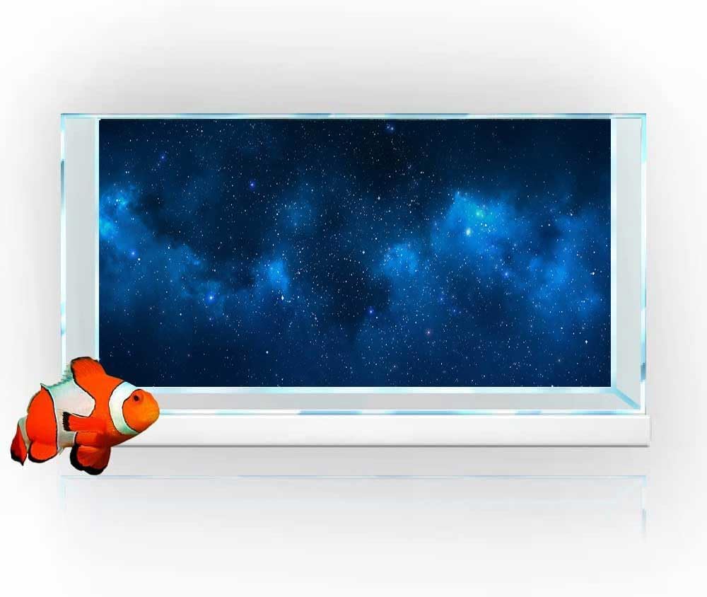 30X12IN Starry Aquarium Background, Art Starry Fish Tank Decorations Background, with 8 EVA Double-Sided Tape