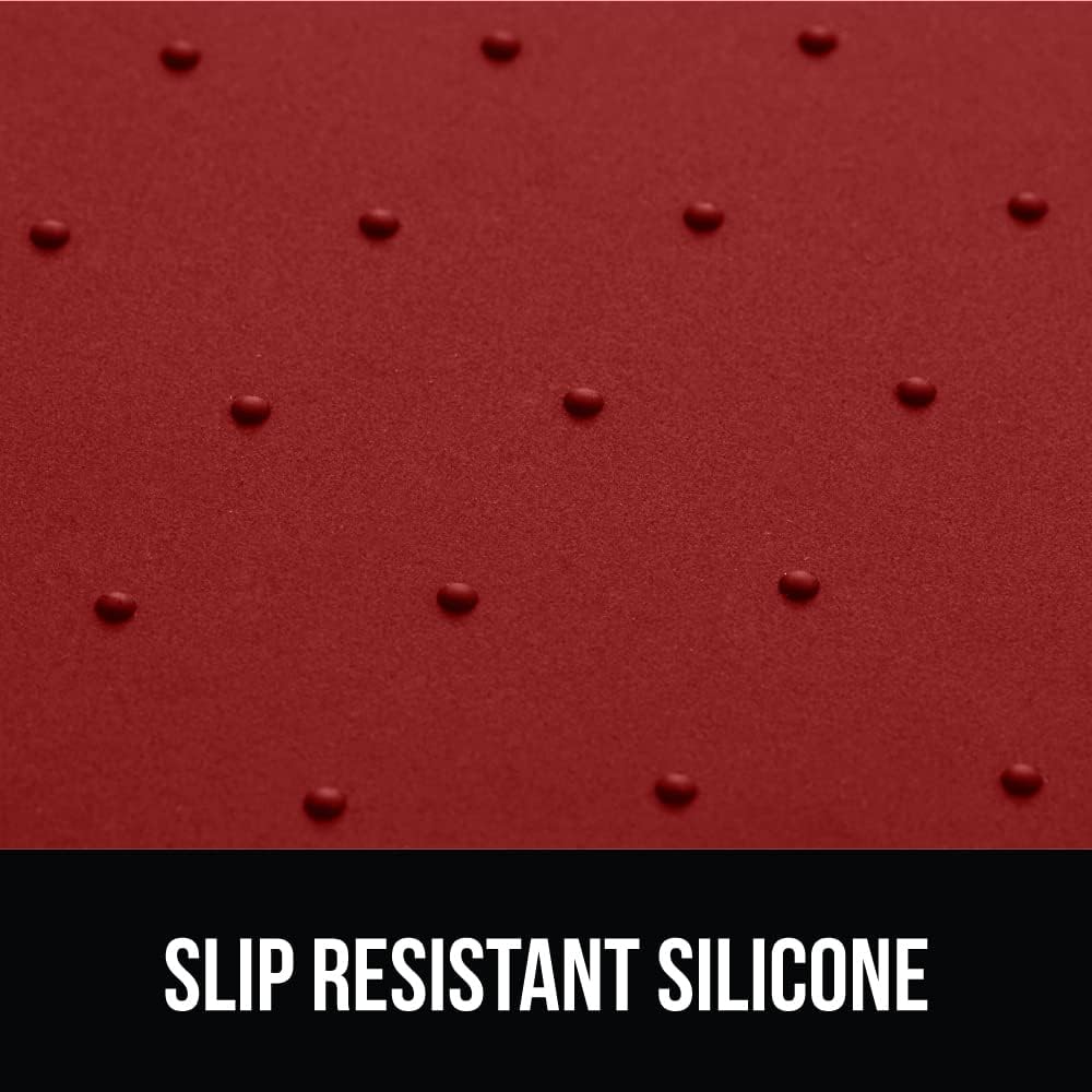 GORILLA GRIP 100% Waterproof Raised Edge BPA Free Silicone Pet Feeding Mat, Dog Cat Food Mats Contain Spills Protects Floors, Placemats for Cats and Dogs Water Bowl, Pets Accessories 18.5x11.5 Red