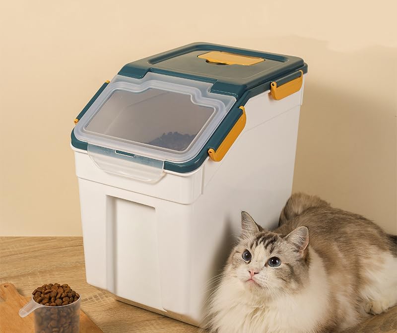 AnRui Large Flour Storage Containers 25Lbs Airtight Rice Storage Container BPA Free Kitchen Pantry Food Storage Bin Sugar Snack Cereal Grain Organizer Box with Wheel, Scoop, 4Pack, Blue