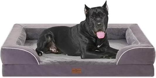 Comfort Expression XXL Waterproof Orthopedic Dog Bed for Extra Large Dogs, Orthopedic Foam Dog Beds, Washable Dogs Sofa Bed with Removable Cover & Non-Slip Bottom(XX-Large,Purple)