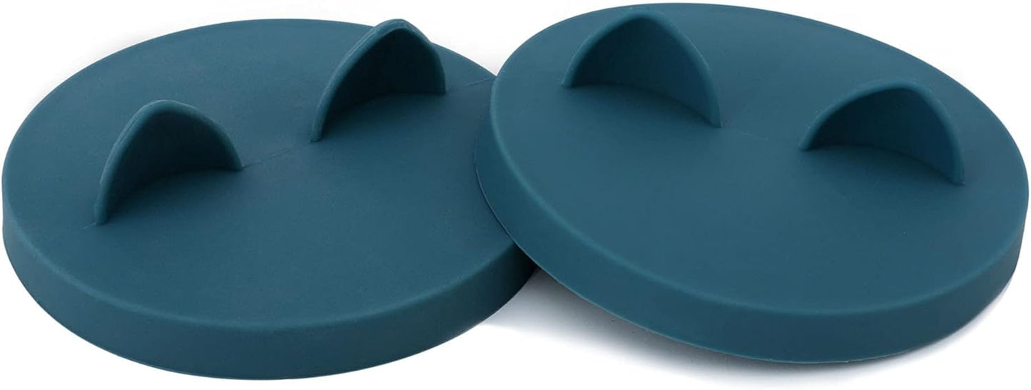 OHMO - 2 Pack Cat Food Can Lids, Small (3 oz) Silicone Can Covers for Pet Food Cans 2.5 oz Cat Food Cans, Dark Blue