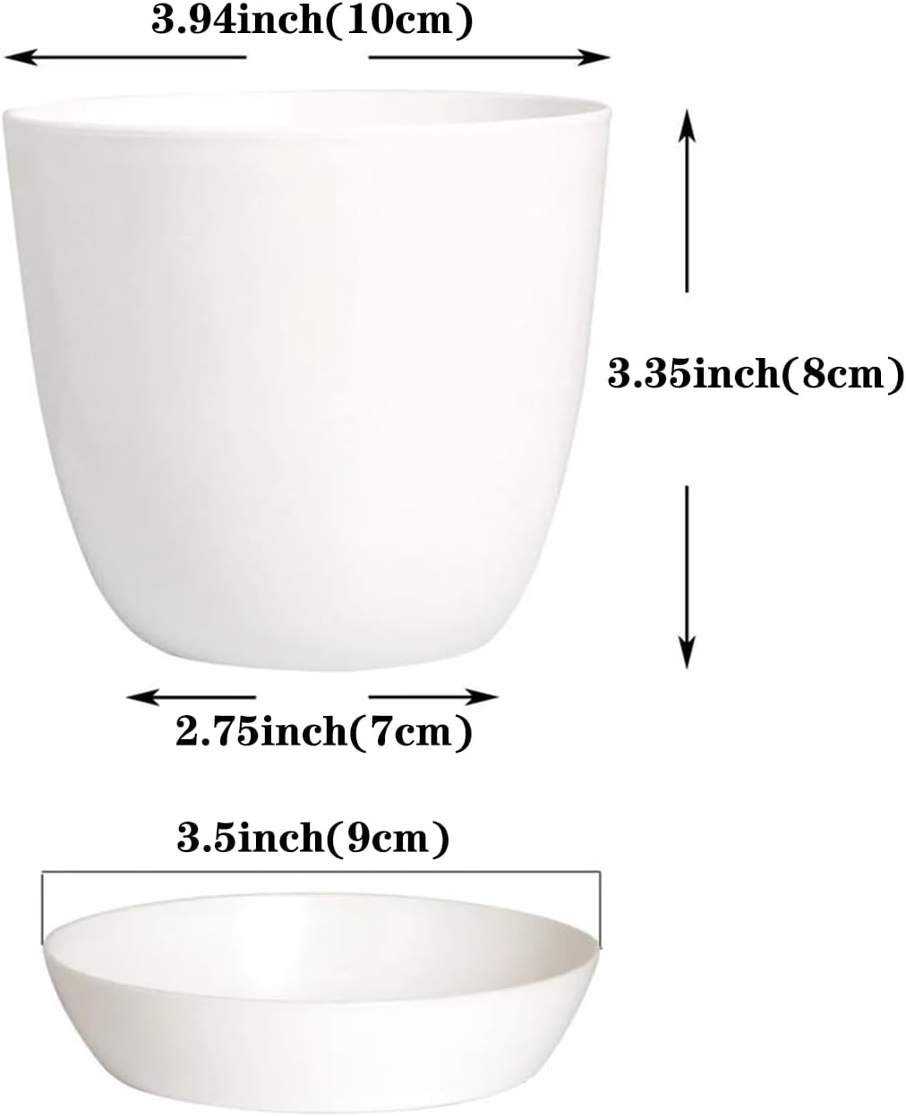 50 Pack 4 Inch Plant Pots Bulk Small Plastic Planters Pots with Drainage Holes Flower Pot for Succulent, Cactus, Herb, African Violet (50pcs-White, 4Inches)