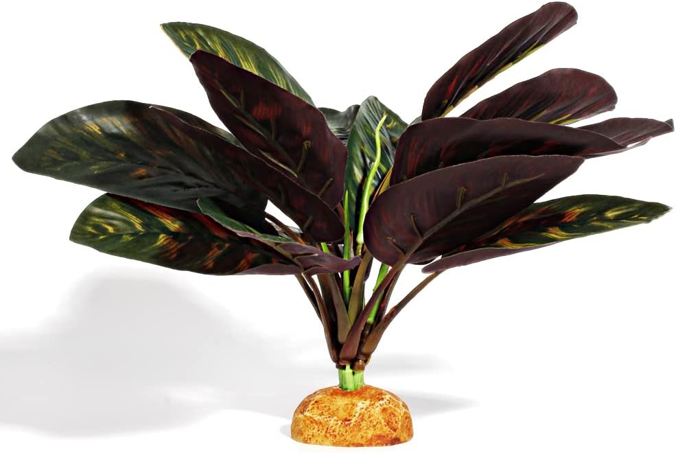 Reptile Terrarium Decor Plants, Bearded Dragon Tank Accessories fit Crested Gecko Leopard Lizard Chameleon Ball Python Snake Frog - Purple Fake Prayer Peacock Plants