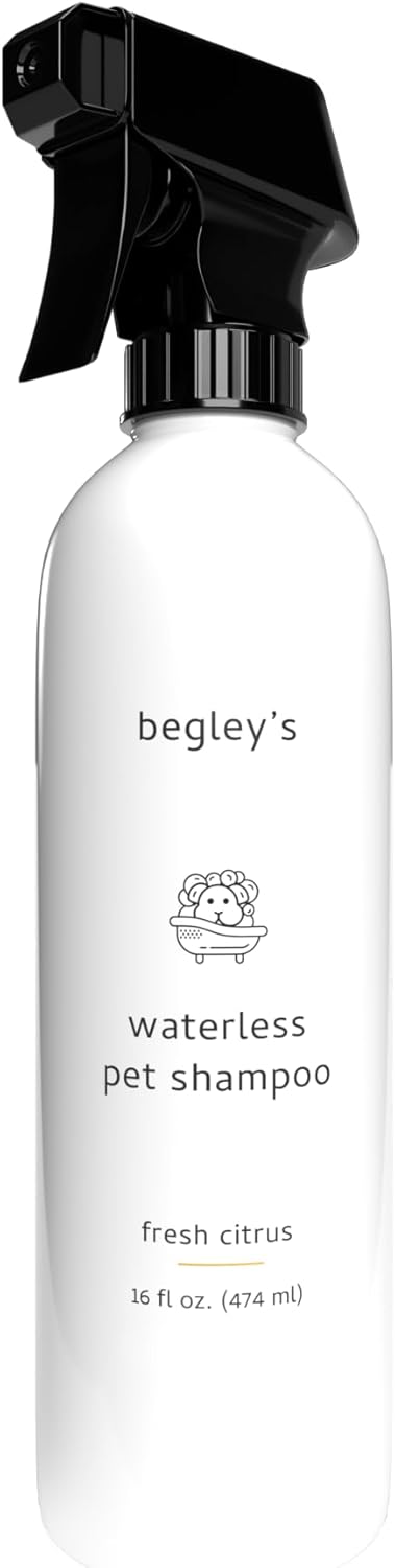 Begley’s No Rinse Waterless Pet Shampoo, Bathless Cleaning, Deodorizing, and Odor Removal for a Shiny, Fresh Smelling Coat - Effective for Dogs, Puppies, and Cats - Fresh Citrus Scent