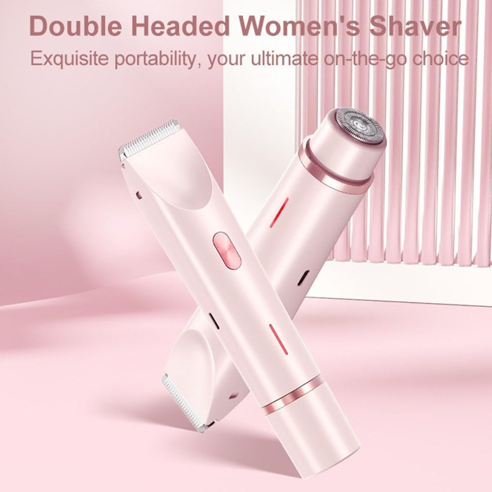 Bikini Trimmer for Women 2025 Upgrade Dual Head Shaver Women Ceramic Blades 2-in-1 Women's Body Shaver Electric Razor 90min Cordless Runtime Waterproof Travel Grooming Kit (Purple)