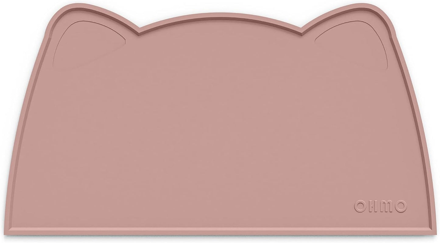 OHMO - Cat Food Mat, Silicone Pet Feeding Mat for Floor Non-Skid Waterproof Dog Water Bowl Tray, Easy to Clean Pet Placemat(Rose, 20 * 12")