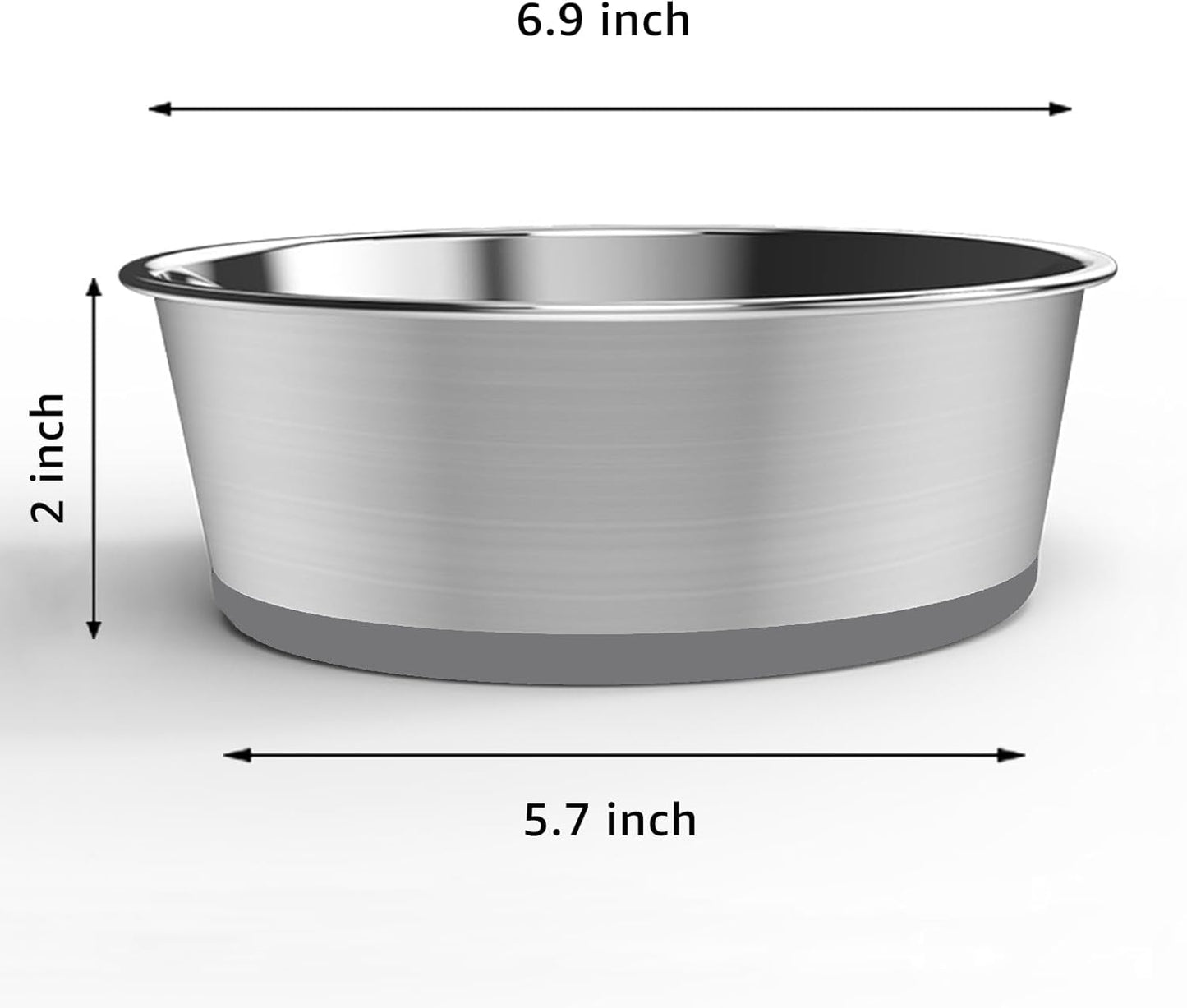 YINGFAN Stainless Steel Dog Bowls, 2 Pack Metal Dog Bowls with Non-Slip Rubber Base, Durable Food and Water Bowl for Small, Medium Dogs, Holds 3 Cups, BPA-Free, Dishwasher Safe (Gray)