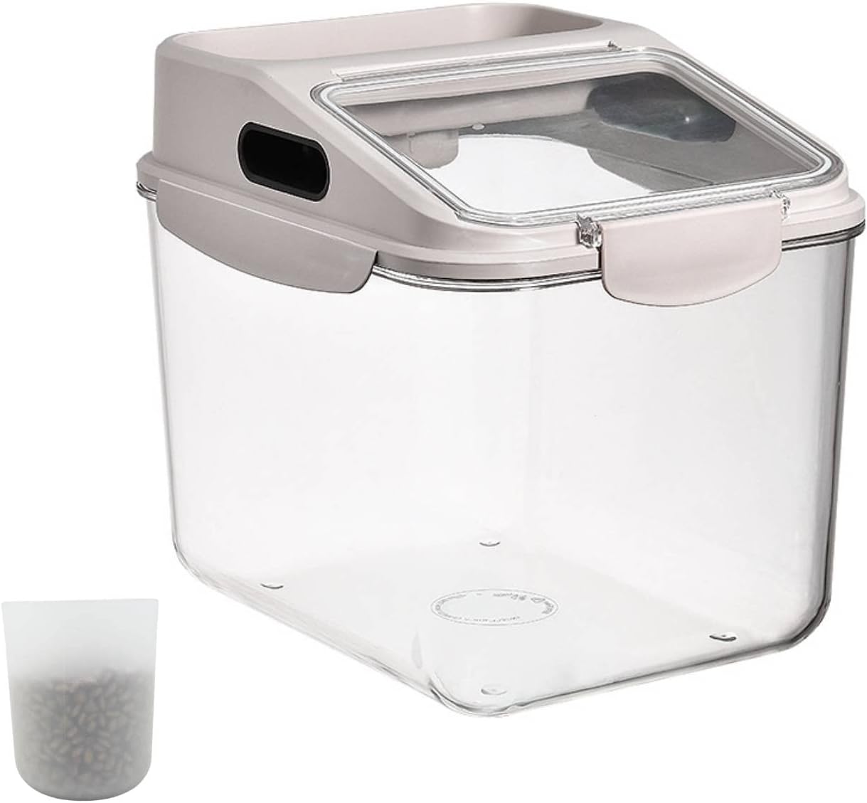 Fhiny 5.5LB Dog Food Storage Container, Airtight Pet Treat Bin Translucent Dry Food Grain Storage Barrels Sealed Bucket Moisture-Proof Plastic Cat Puppy Food Bin with Seal Locking Lid Keep Fresh