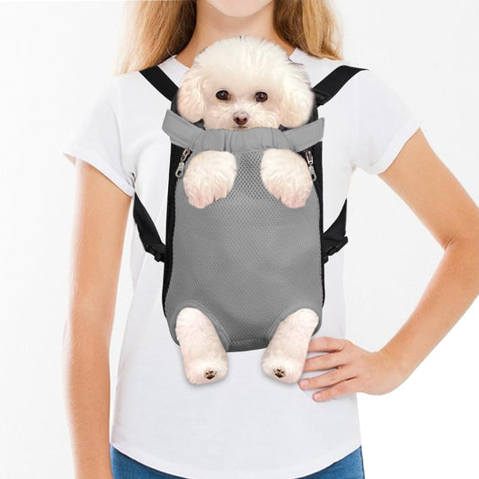 FEimaX Dog Carrier Backpack Pet Legs Out Front Cat Travel Bag, Adjustable Puppy Backpacks Carriers Hands-Free for Small Medium Dogs Cats Hiking Traveling Camping Daily Walking (Large, Grey)