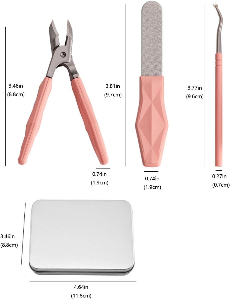 Angled Nail Clippers Pink Eagle Beak Oblique Slanted Curved Thick Professional Nail Clippers for Women Adult Men Ingrown