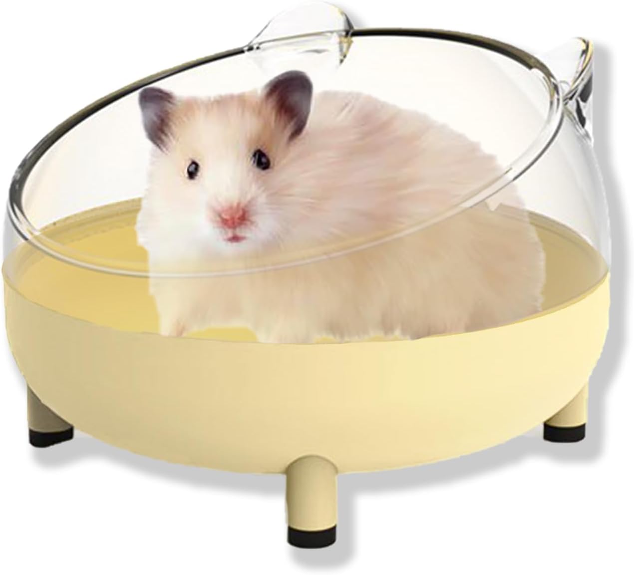 Meow&Woof Hamster Sand Bath Container, Large Sandbox Toilet Gerbil Batheoom, Tiny Chinchilla Dust Bathtub Sand Bath Box for Hamster Cage Accessories 6.5 Inch-Yellow