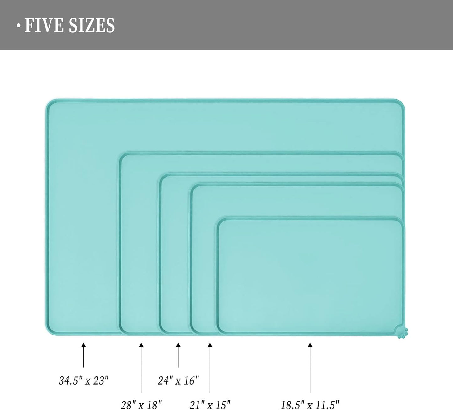 Waterproof Pet Feeding Mat with High Raised Edges, Heavier and Thicker Placemats for Cat Dog Water Bowl with BPA Free, Dogs Cats Food Mats for Messy Drinkers to Prevent Spill and Protect Floors