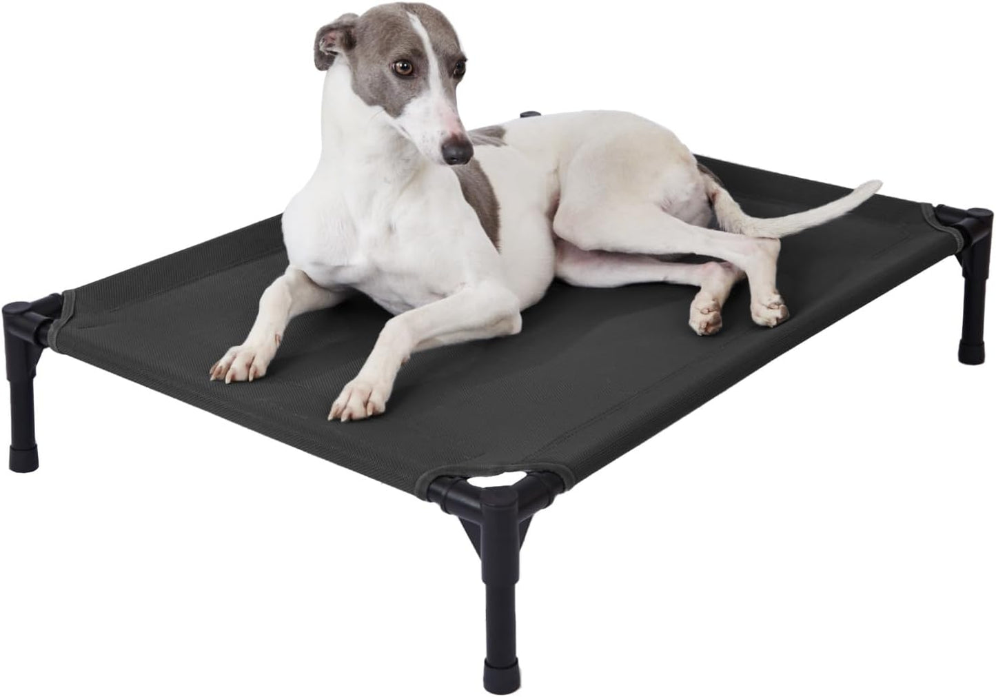 pettycare Elevated Outdoor Dog Bed - Dog Cots for Medium Pet, Heavy Duty Raised Cot Waterproof, Cooling Pets Bed with Washable Durable Teslin Mesh and Non Slip Feet, 32 Inches, Black