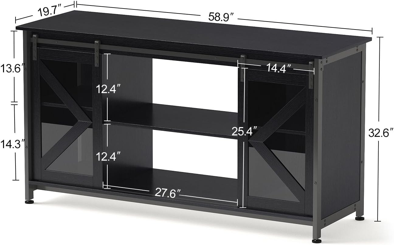 55-75 Gallon Aquarium Stand Heavy Duty Steel Frame, Fish Tank Cabinet with Accessories Storage for Reptile Terrarium & Turtle Tank - 1000lbs Capacity (Black)