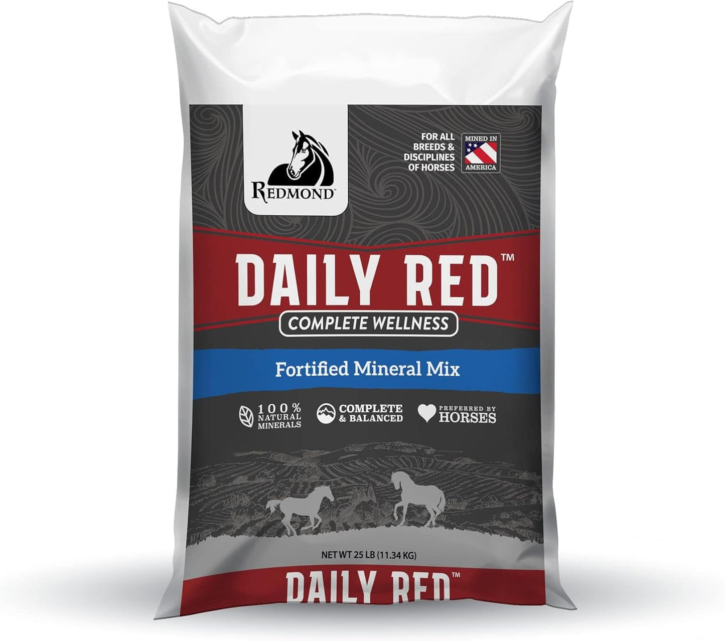 Daily Red Complete Wellness, Fortified Mineral Mix Supplement for Horses, 25lb Refill Bag