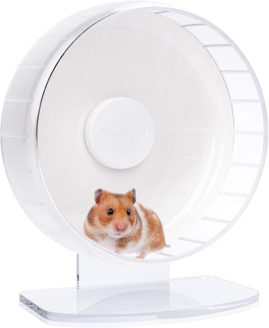 Niteangel Super-Silent Hamster Exercise Wheels: - Quiet Spinner Hamster Running Wheels with Adjustable Stand for Hamsters Gerbils Mice Or Other Small Animals (M, White)
