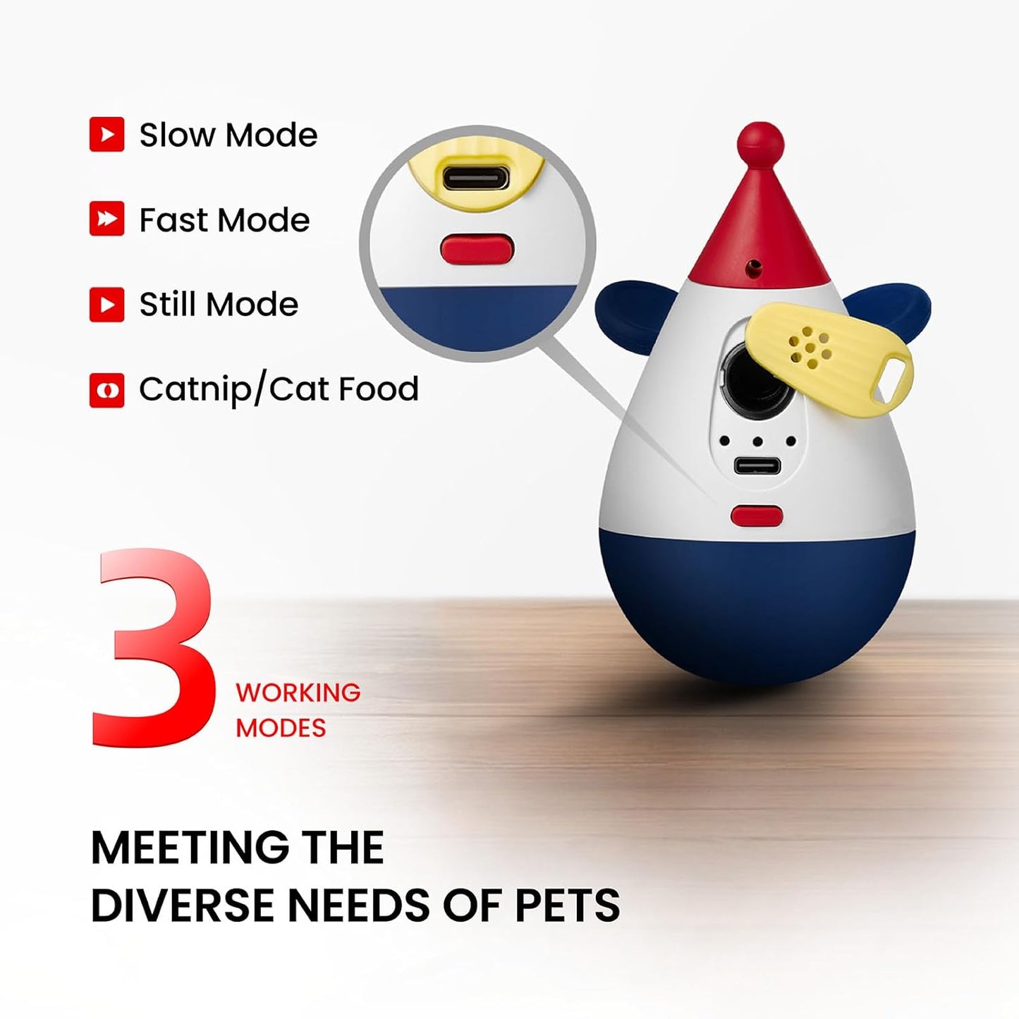 Laser Cat Toys for Indoor Cats, Automatic Interactive Cat Toy, Rechargeable 360° Auto-Spin Self-Balancing Laser Pointer with Catnip Hole & Feather, 3-Speed Random Trajectories for Bored Cats