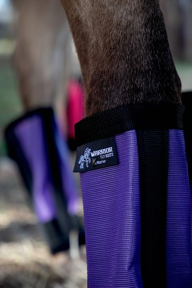Warrior Fly Boots for Horses - Breathable Mesh Horse Boots for Fly Protection & Leg Comfort - Set of 4 (The Warrior, Purple)