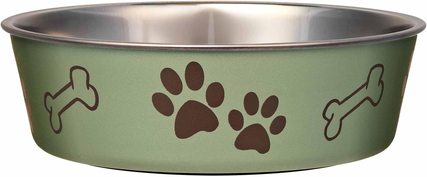 Loving Pets Bella Dog Bowls- Stainless Steel Dog & Cat Bowls - Spill Proof Dog Food Bowl, Cat Bowl, Puppy Essentials & Pet Supplies Great for Home & Travel (Large 35-65 lbs, Artichoke)