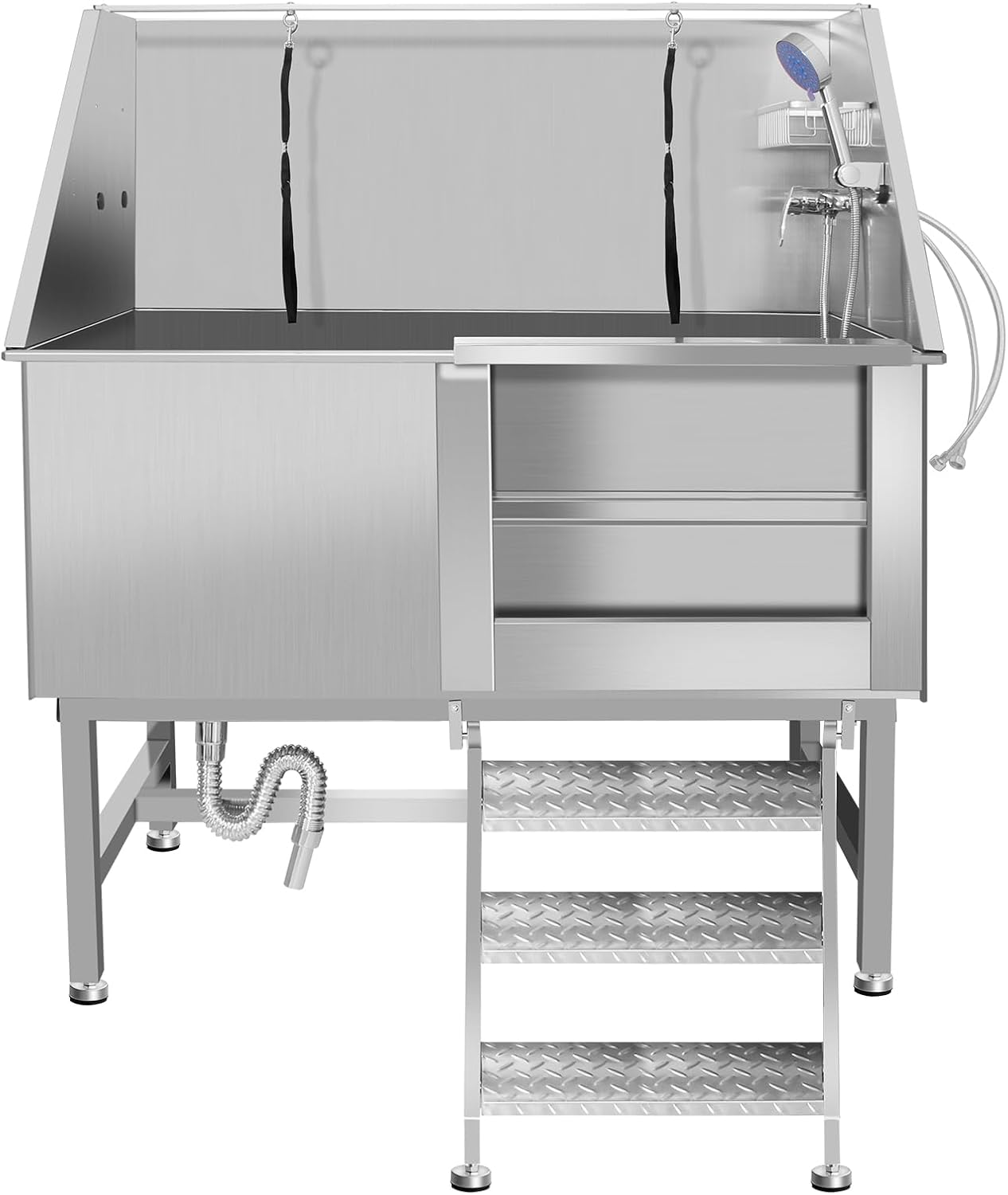 50 Inch Electric Dog Bathing Station For Large Dogs, Height Adjustable Stainless Steel Dog Pet Washing Station, Professional Dog Grooming Tub With Electric Lift, Pet Wash Bath Station (50" Right door)