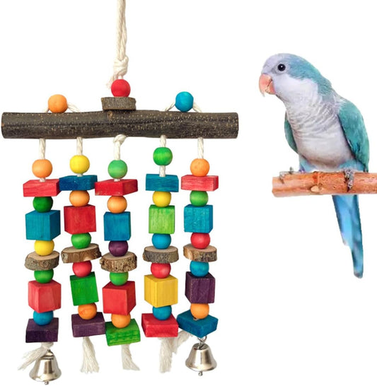 Bird Chewing Toys for Parakeet- Parrot Cage Bites, Wooden Block Cockatiel Toy for Small and Medium Parrots and Birds