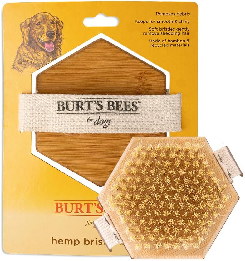 Burt's Bees for Pets Palm Brush with Hemp Bristles Best Ergonomic Dog Brush To Groom Large Dogs Easy to Hold Dog Brush Handle Reduces Stress On Your Wrist Ideal for Daily Grooming (Pack of 1)