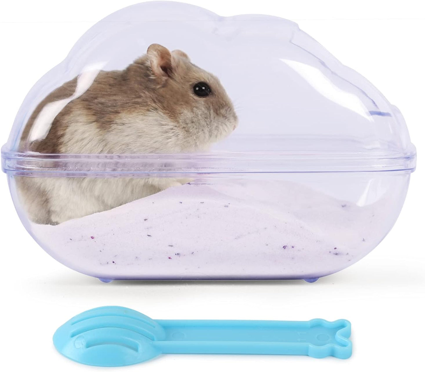 BUCATSTATE Hamster Sand Bath Container Hideout Hamster Toilet with Scoop Set Dust Bath Accessories for small animal,Gerbil,Syrian Hamster,Mouse,Rat (Purple, Medium)