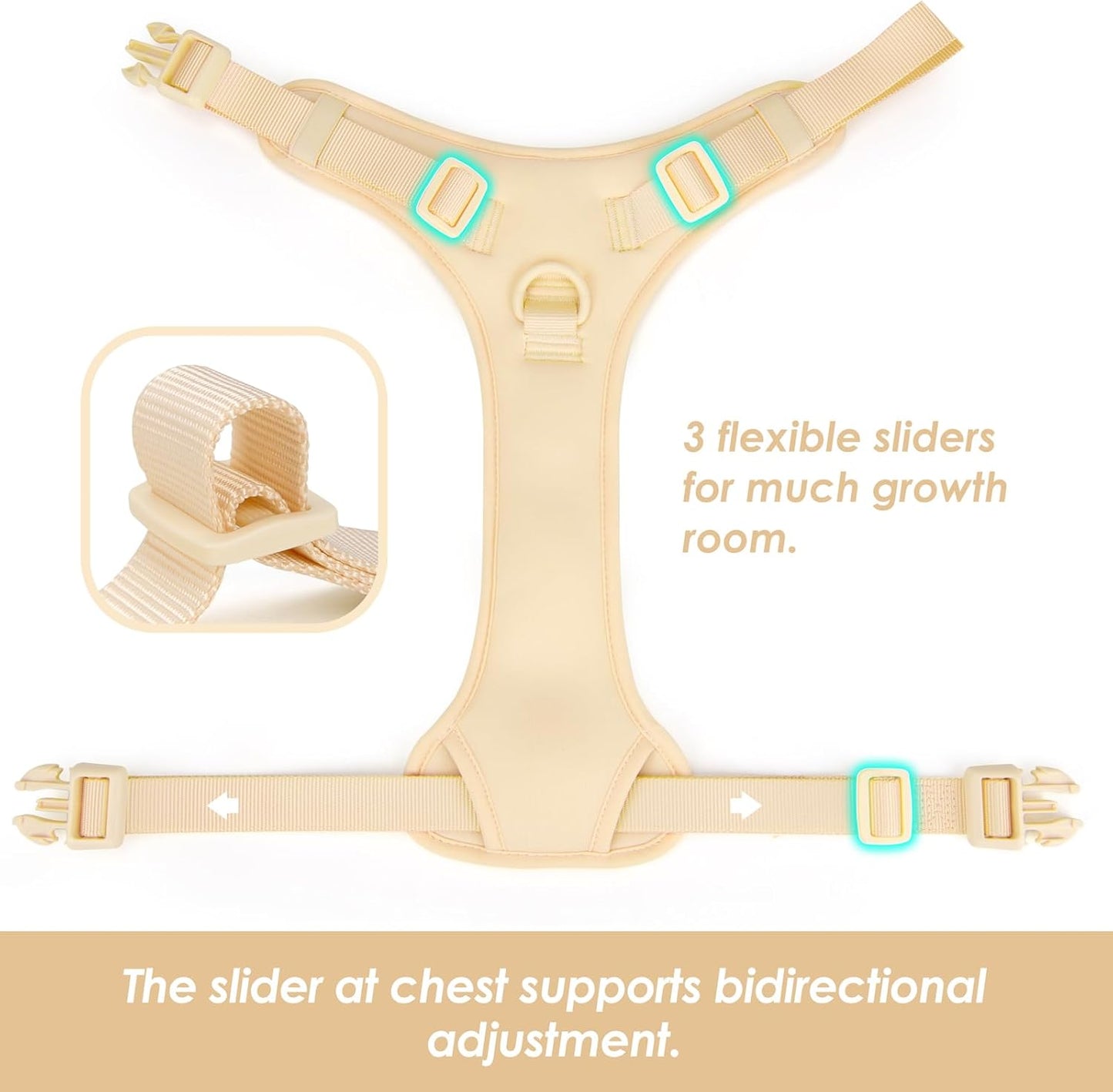 No Pull Dog Harness, Puppy Vest with Front Clip for Small Medium Large Sized Dog(Light Yellow,L)